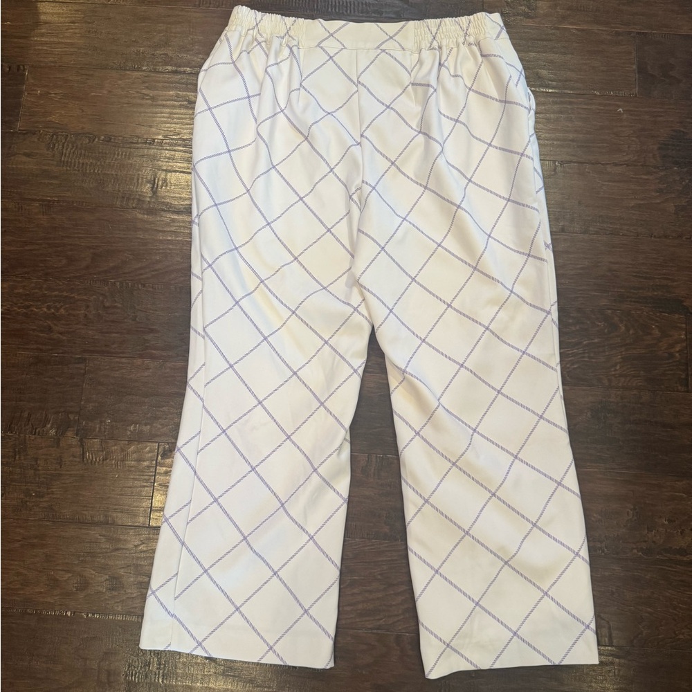 Jessica London White and Purple Plaid Boot Cut Pants - Picture 4 of 4